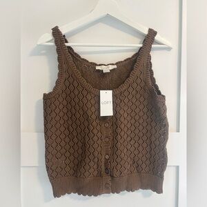 LOFT Brown Crochet Knit Tank Top